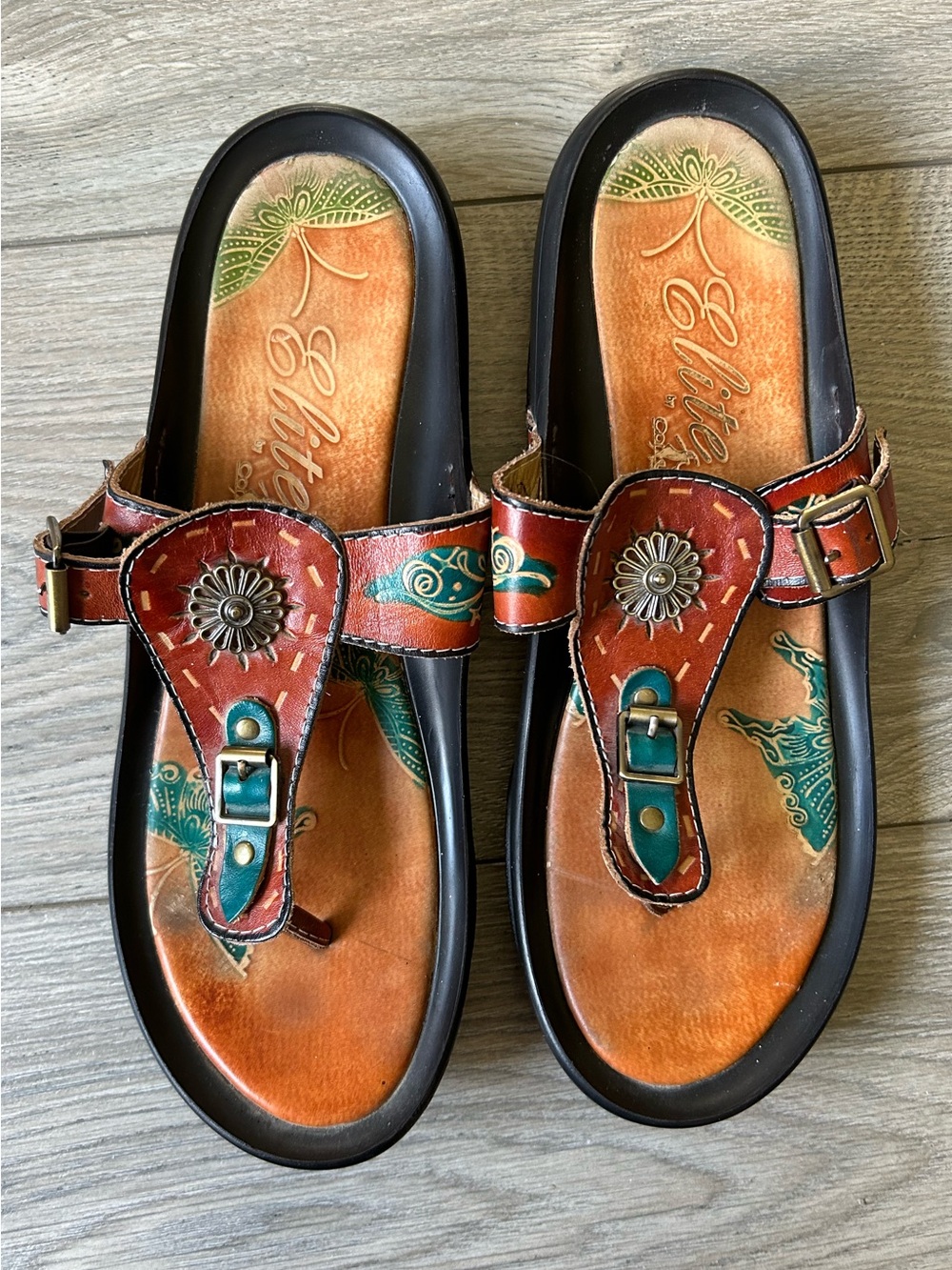 Elite by Corkys Holly Bohemian Colorful thong sandals Size 10